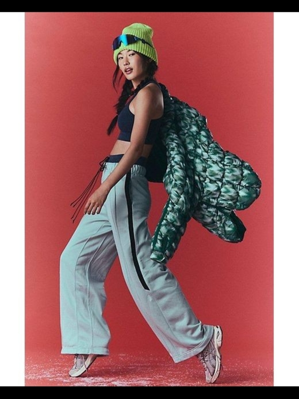 🍁 FP Movement| Game Day Pants in Mint Stripe / Black Wide Leg Track Pant